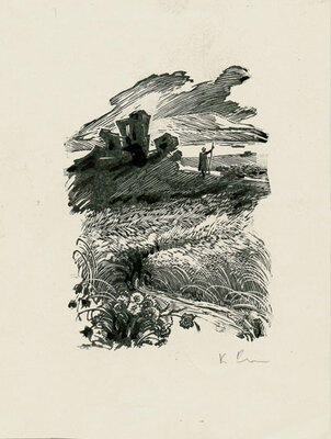 Козловский Константин Степанович. Лот из 20 двух иллюстраций к различным произведениям с приложением четырех рукописных писем автора, адресованных коллекционеру М.В. Трухницкому